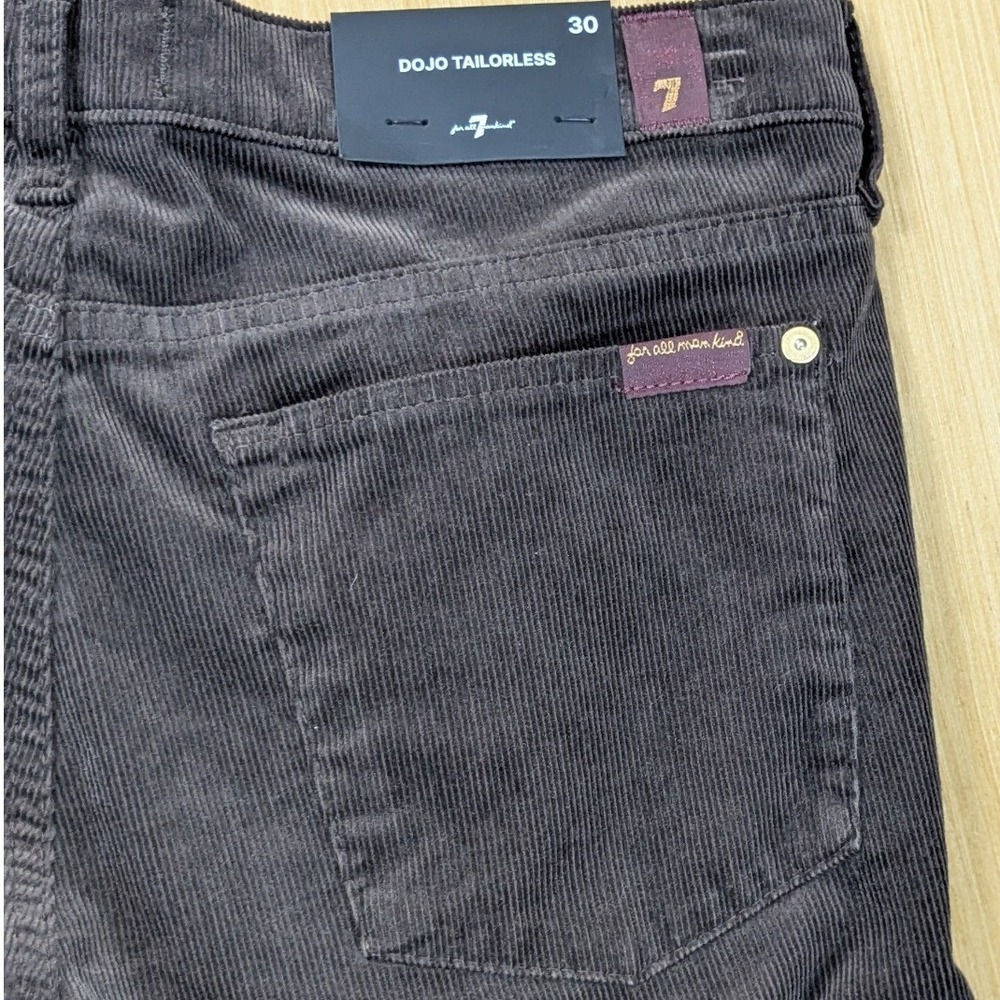 7 For All Mankind Dojo Tailorless Chocolate Brown Flare Corduroy Pants 30 NWT - Picture 4 of 12